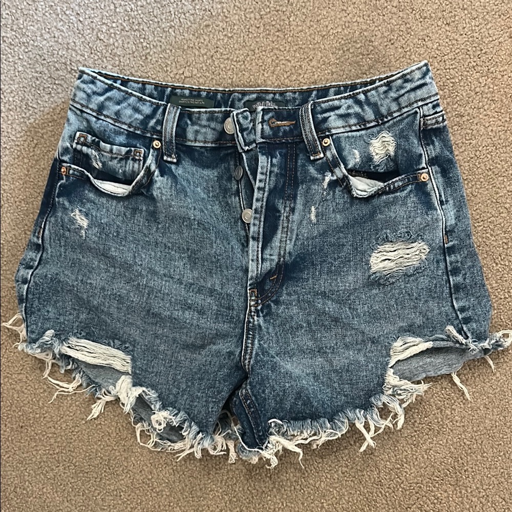 Wild Fable Blue Jean Shorts Distressed High-Waisted